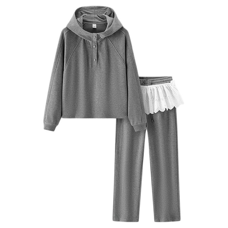 商场同款|森马套装女冬季抓绒卫衣屁帘卫裤2025新款运动风两件套