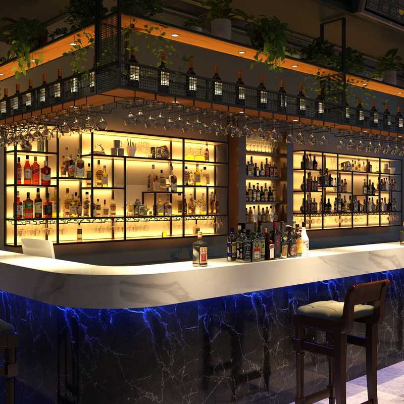 酒吧酒架壁挂式铁艺餐厅清吧红酒展示架墙上酒杯架红酒洋酒收纳架图片