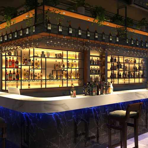 酒吧酒架壁挂式铁艺餐厅清吧红酒展示架墙上酒杯架红酒洋酒收纳架