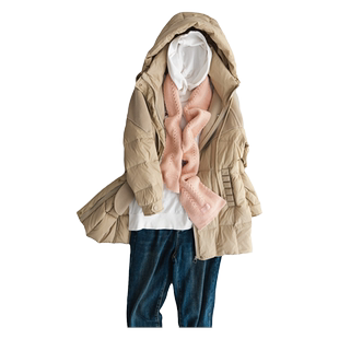 乔妮塔女装2025冬季新款连帽双面呢拼接90白鸭绒中长款羽绒服外套