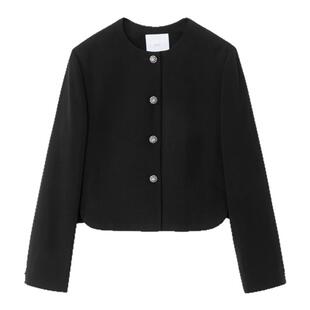 OVV2025春夏新款女装淡人日本进口三醋酸圆领经典版型正装夹克