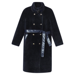 诗篇专选羊羔毛可拆卸腰带中长款女外套冬款