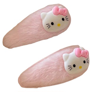 秋冬毛绒发夹bb夹星形发卡ins侧边夹kt猫发卡可爱卡通后脑勺发饰