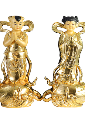 纯铜金童玉女铜像摆件
