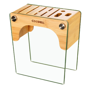 COOWELL刀架厨房置物架放菜刀具收纳盒架子竹刀座多功能厨房用品