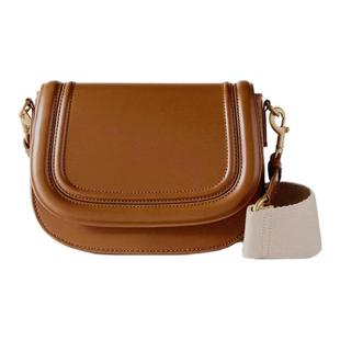 2025新品女包棕色复古高级感宽肩带单肩斜挎腋下包休闲通勤马鞍包