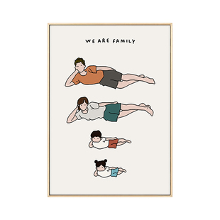 幸福一家人挂画三口四口温馨卧室壁画 可爱卡通ins儿童房装饰画