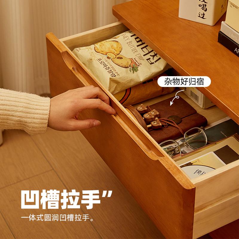 实木书架多层落地置物架简约日式客厅靠墙展示架多功能储物柜书柜