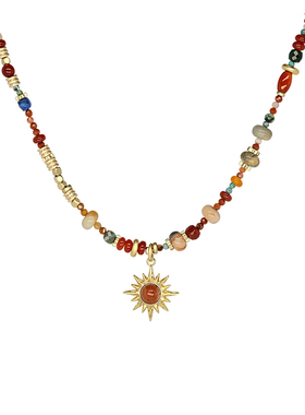 LAZY CIRCLES红运小太阳项链女朋友圣诞节礼物吊坠锁骨链配饰