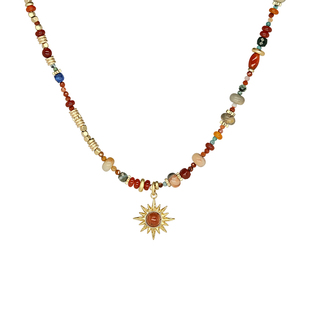 LAZY CIRCLES红运小太阳项链女朋友圣诞节礼物吊坠锁骨链配饰