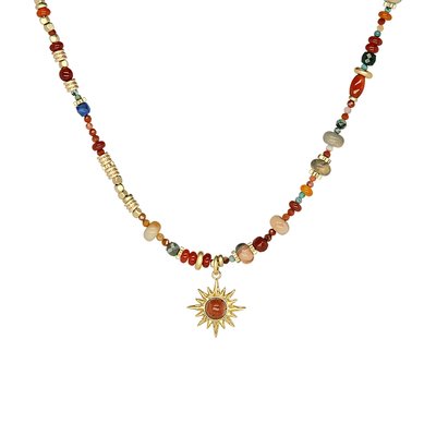 LAZY CIRCLES红运小太阳项链女朋友圣诞节礼物吊坠锁骨链配饰