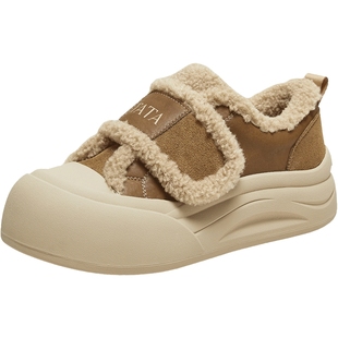 TATA他她女鞋冬棉鞋大头面包鞋厚底松糕加绒毛毛板鞋子CHH01DM5