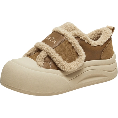 TATA他她女鞋冬棉鞋大头面包鞋厚底松糕加绒毛毛板鞋子CHH01DM5