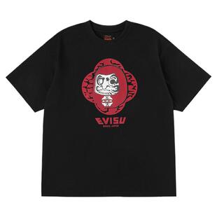 EVISU福神2026年春夏新款男女同款情侣装纯棉达摩印花圆领短袖T恤
