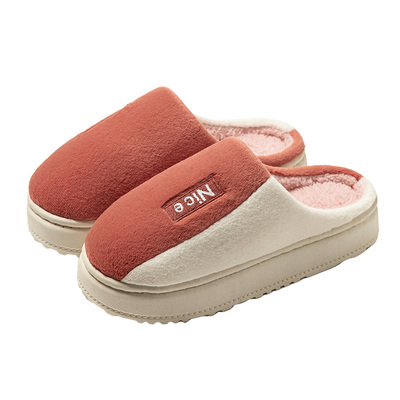 时尚拼色棉拖鞋女款2025新款冬季