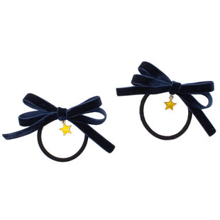 【2个装】星河~亚特兰蒂斯深蓝色蝴蝶结星星发夹侧边卡双马尾头饰
