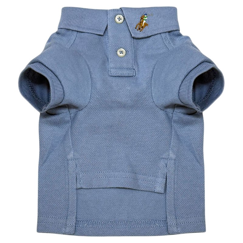 POLO Ralph Lauren狗狗翻领短袖T恤蓝色纽扣宠物服装百搭小狗衣服