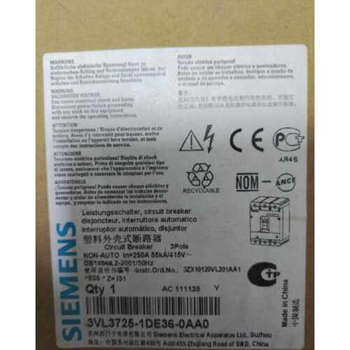 议价全新西门子塑壳断路器3vl3725-1de36-0aa0现货