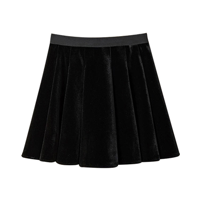 大码金丝绒半身裙A字裙百褶短裙