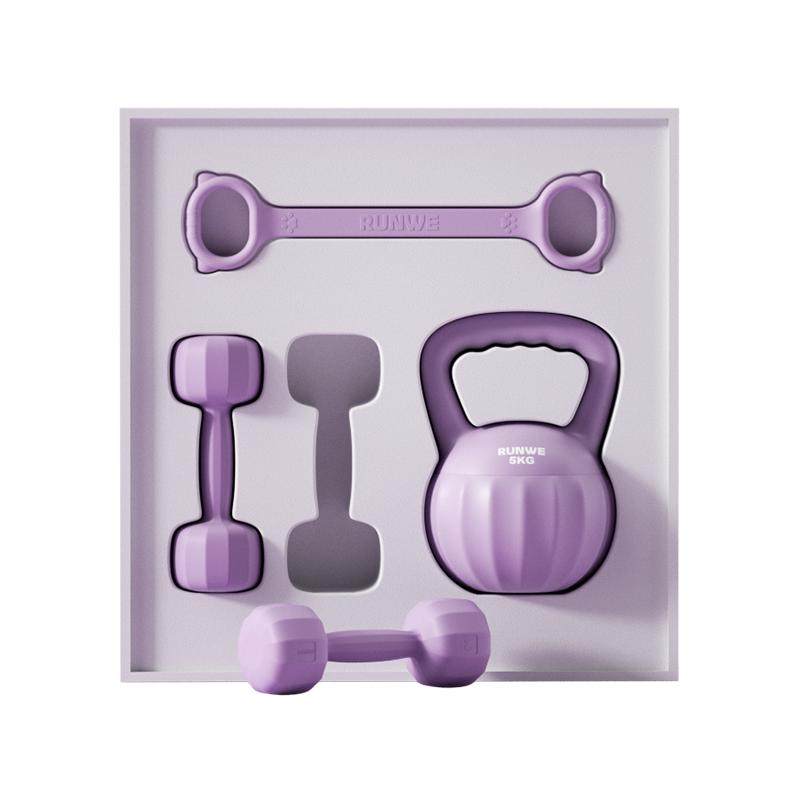 哑铃女士健身家用器材小哑铃套装练瑜伽用弹力带开背拉伸翘臀组合