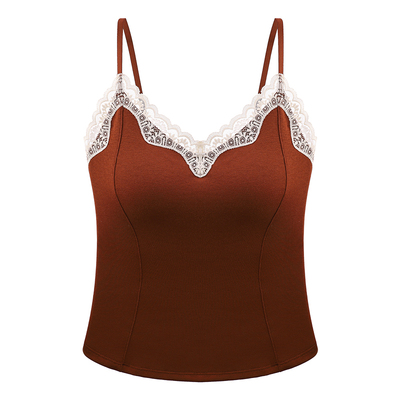 带胸垫纯欲蕾丝磨毛保暖吊带背心