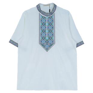 新疆民族服男款夏季衬衫维族特色短袖上衣刺绣宽松版T恤清凉透气