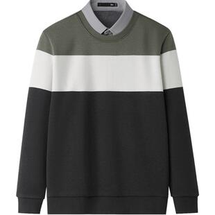 HLA/海澜之家轻商务双领针织衫25冬新款假两件加绒加厚长袖毛衣男