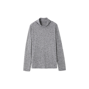 时然大码灰色打底衫冬季女装半高领T恤上衣保暖加厚微胖mm内搭新