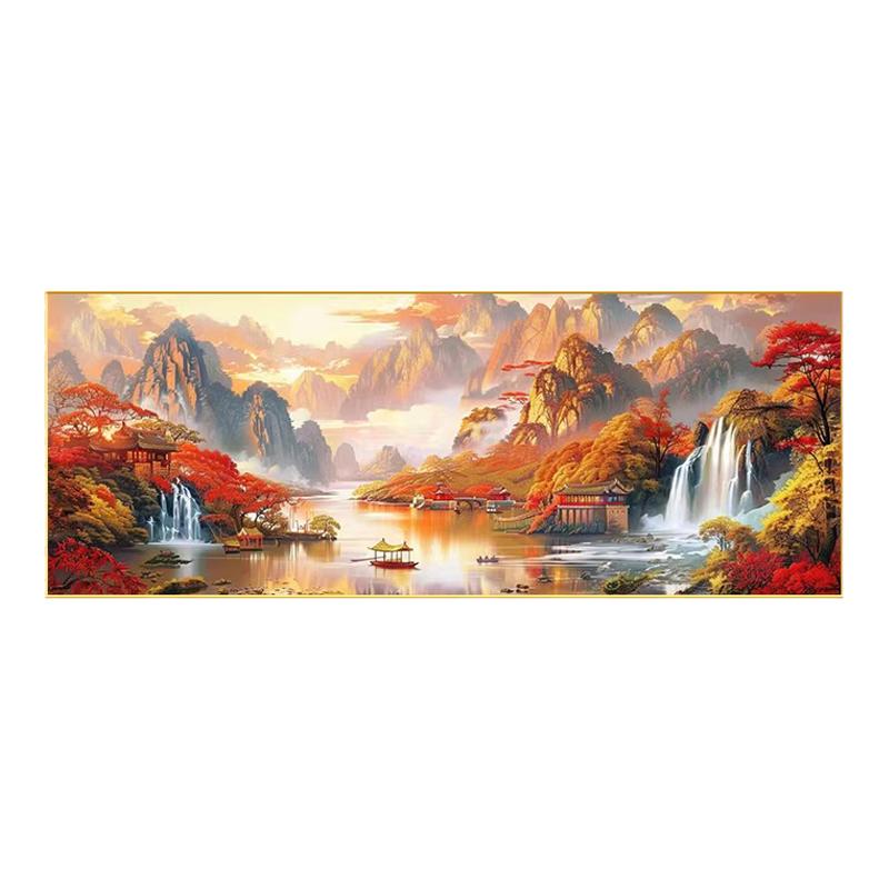 钻石画鸿运当头满钻2026新款客厅粘钻石贴十字绣山水风景画新中式