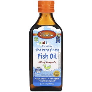 香港直发Carlson Labs卡尔森儿童挪威鱼油800mg橙子味200ml