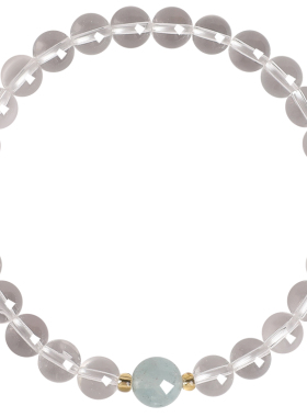 普陀山天然冰透白水晶海蓝宝手串