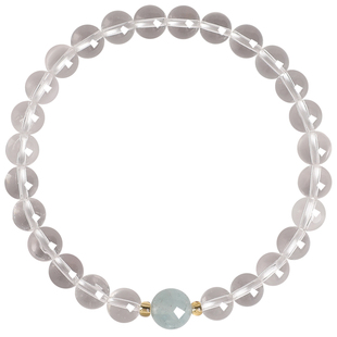 普陀山白水晶手串女款正品冰透天然水晶海蓝宝转运珠情绪稳定手链