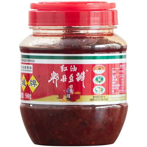 鹃城牌郫县红油豆瓣酱娟城正宗四川俾祁裨啤碑县掰辨辣豆瓣旗舰店