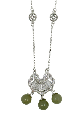 方糖家纯银天然和田玉如意锁项链