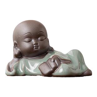 可爱茶宠弥勒佛茶台摆件紫砂禅意琴棋书画小和尚精品茶具可养茶玩