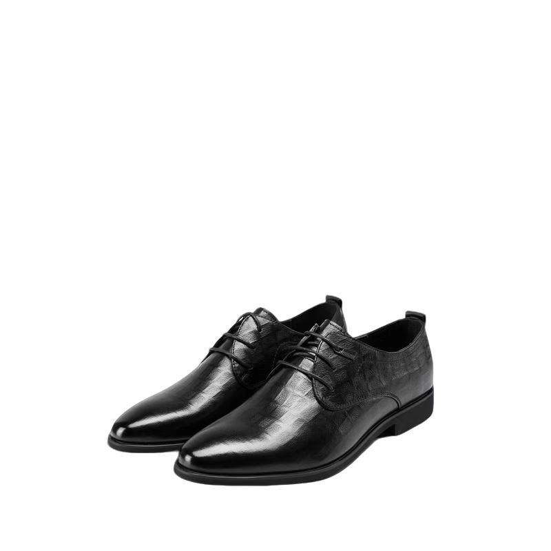 专柜下架头层牛皮鞋男2024商务正装皮鞋真皮男士新款印花纹理