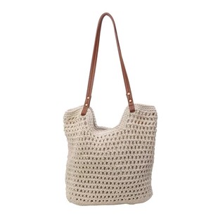 草编托特包新款简约百搭沙滩包度假风大容量手工编织包镂空通勤包