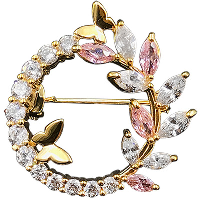 粉色设计感花环小胸针女高档麦穗胸花西服配饰开衫小别针领针5568