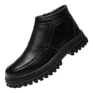 男士男鞋2026新款冬季加绒加厚皮鞋男款真皮羊毛防寒保暖百搭鞋子