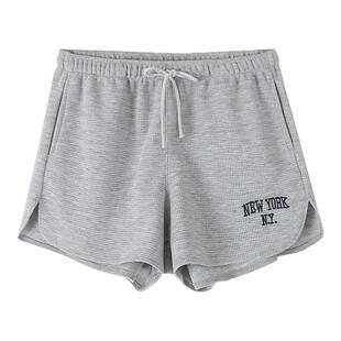 美式短裤华夫格阔腿裤2025新款夏季运动裤休闲百搭裤子bm风短裤女