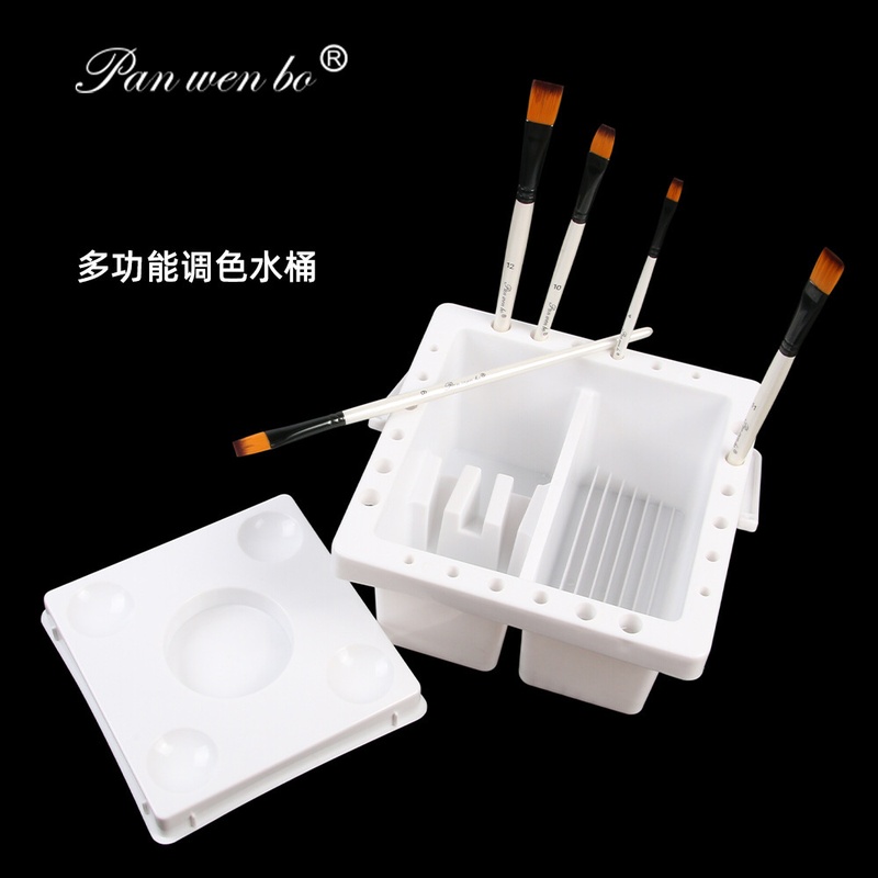 工厂直销绘画桶洗笔筒水桶格塑料用品材白色桶多批发颜料画画画
