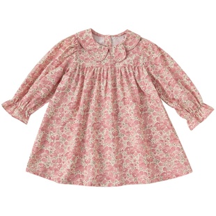 INSbobo女童连衣裙春季新款小女孩洋气娃娃领公主裙儿童碎花裙子