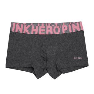 PinkHero 男士平角内裤运动中腰舒适纯棉青年简约透气大码四角裤