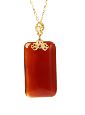 宫里上新毛衣链女款红玛瑙项链红色无事牌吊坠妈妈生日母亲节礼物