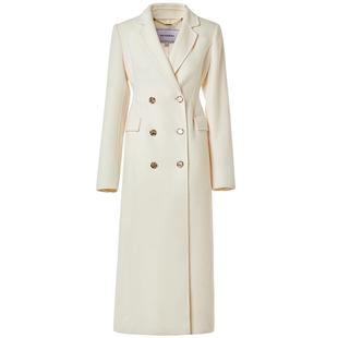 MAXRIENY精致复古风奶白色双面呢大衣极简羊毛外套