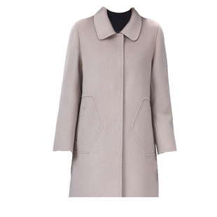 韩式双面羊绒大衣中长款修身拼接正肩方领时尚中年妈妈装毛呢外套