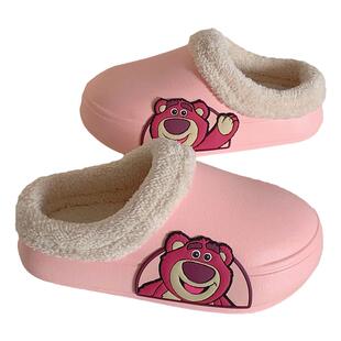 细细条 儿童防水棉拖鞋冬季ins正版可爱草莓熊男童女童亲子家居鞋