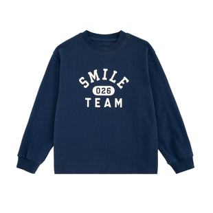 its smile童装男童秋季长袖t恤字母印花男孩打底衫百搭纯棉儿童衫