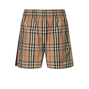 【自营】BURBERRY/博柏利女士棉质格纹休闲直筒裤短裤 8111875