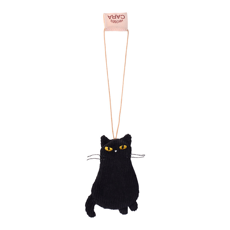 灯芯绒布原创风黑猫迷你手机挂饰